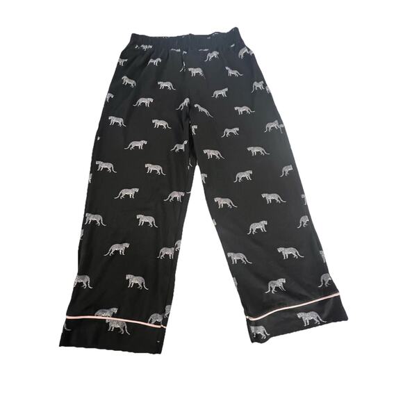 Tart Intimates Pink Trim Cheetah Pajamas Black Animal Size Small Button Top - Picture 8 of 13